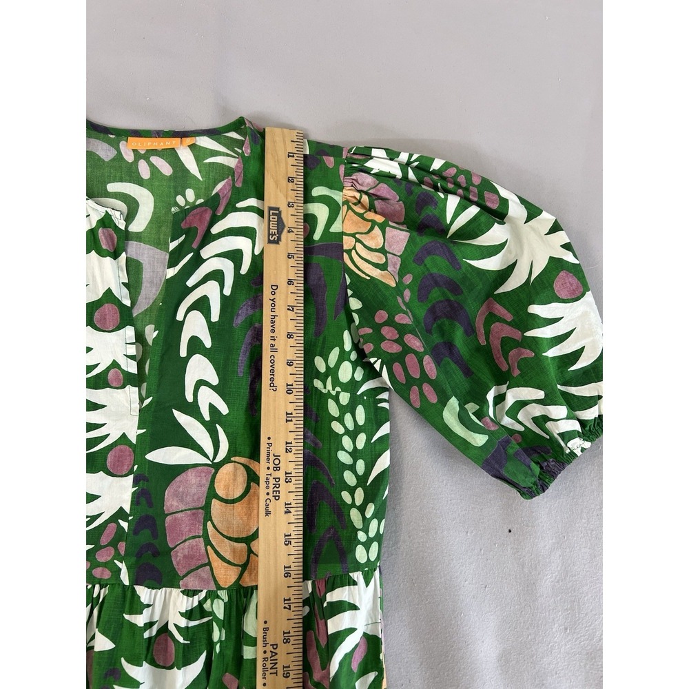 Oliphant Women's Puff Sleeve Maxi V-Neck, Grenadine Green Sz Small - Picture 7 of 11